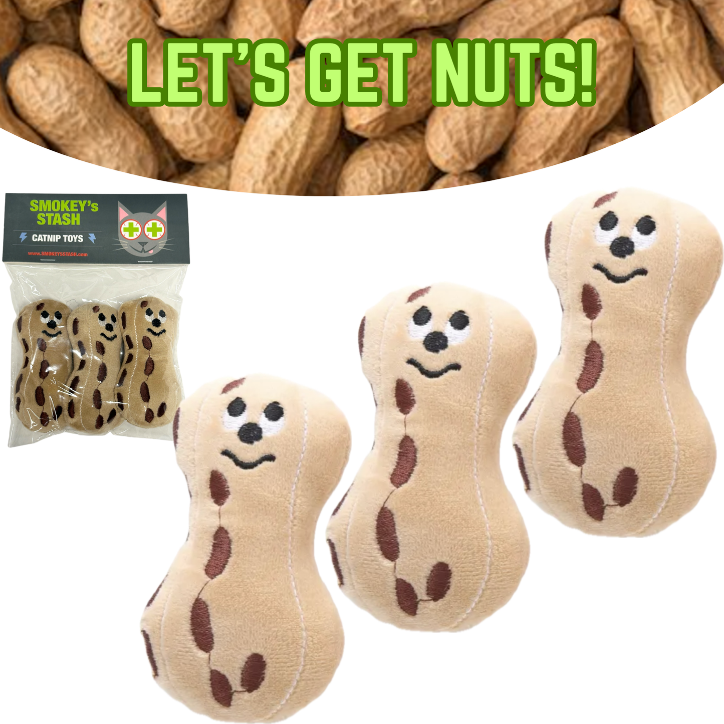 Smokey's Stash Catnip Filled Peanuts 3 per pack
