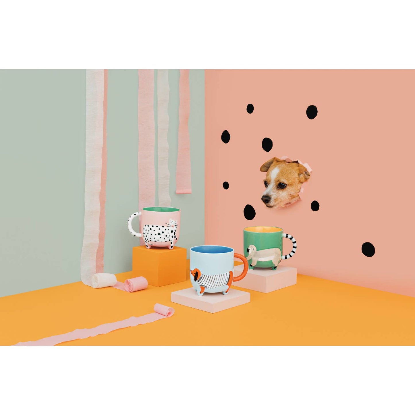 Dotty Cat Critter Mug: Multi-Colored