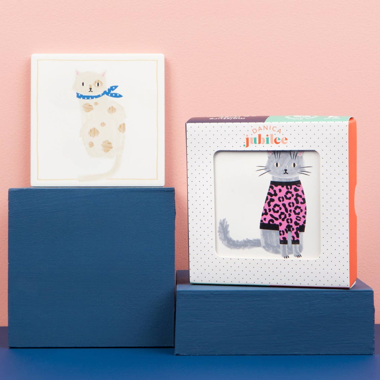 Feline Fine Soak Up Coaster Set of 4: Off-White