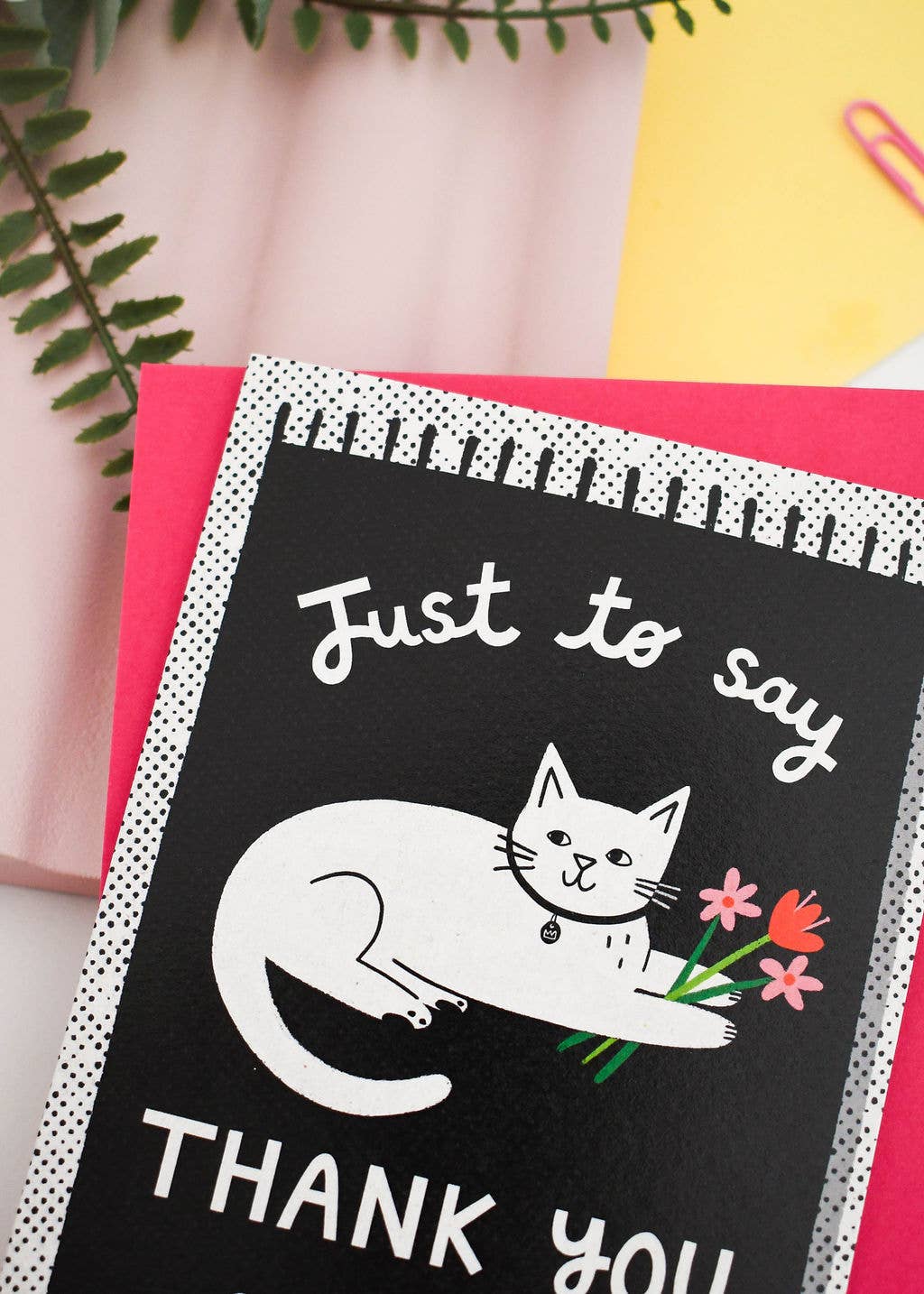 Monochrome Thank You-Pink Envelope-BLANK INSIDE