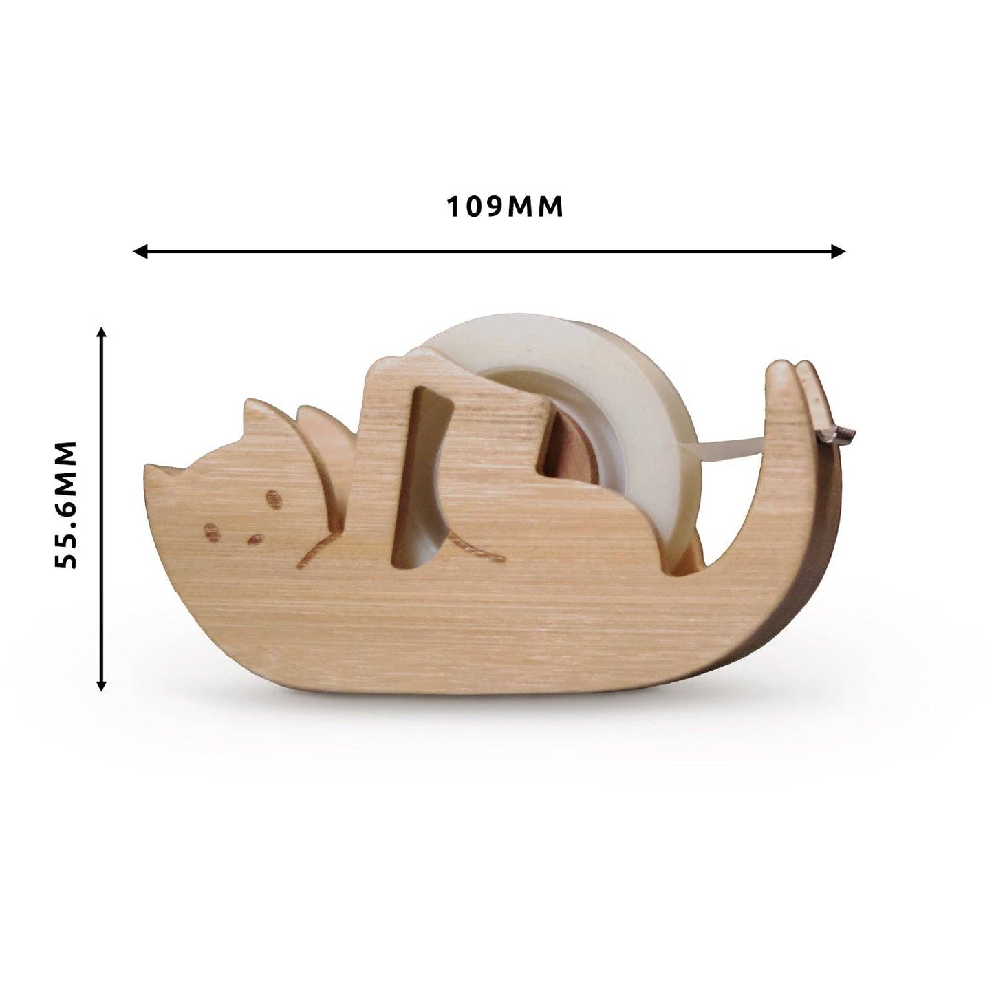 Kitty Sticky Tape Dispenser | Bamboo Desk Gift