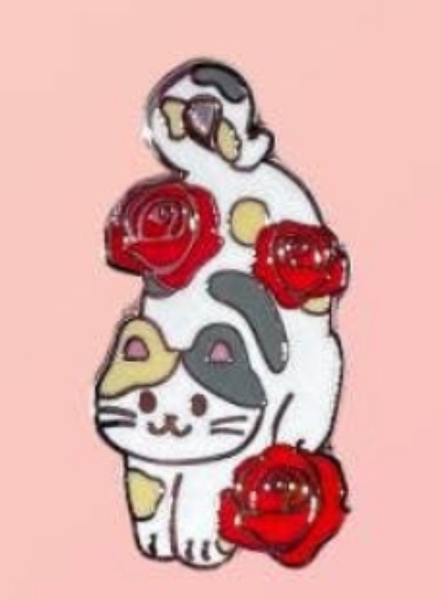 Birth Month Flower Cat Enamel Pin
