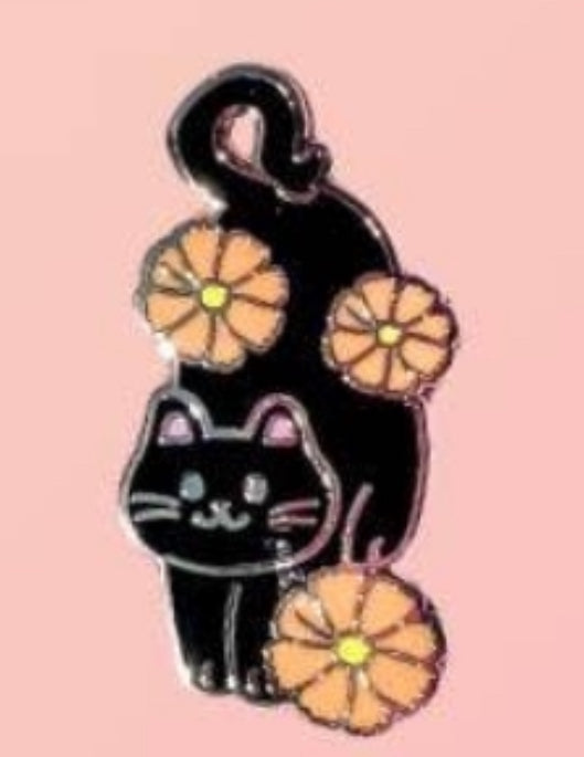 Birth Month Flower Cat Enamel Pin