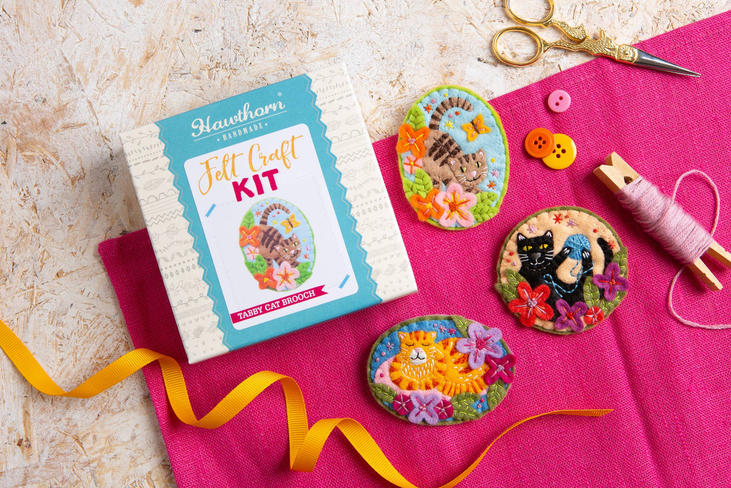 Tabby Cat Brooch Felt Craft Kit