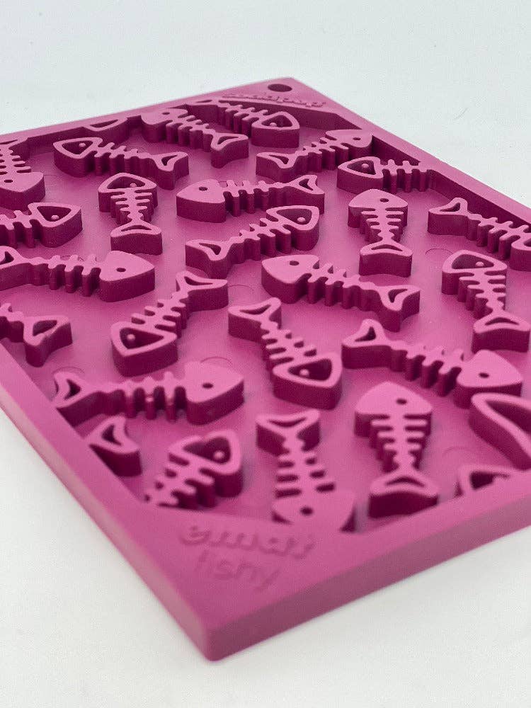 Fishy Design eMat Enrichment Lick Mat - small: Fishy emat - plum