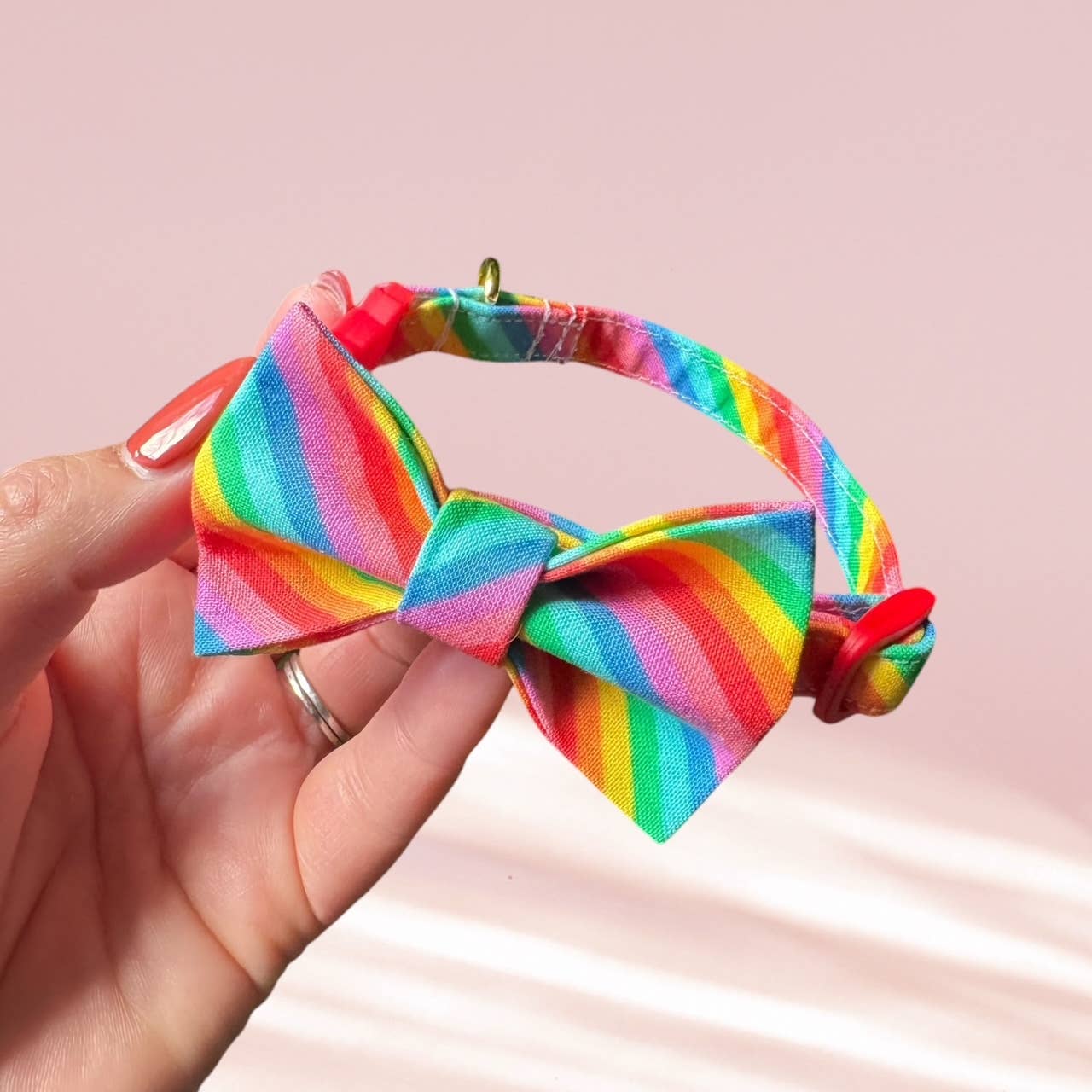 Rainbow Adjustable Breakaway Cat Collar & Bow Tie