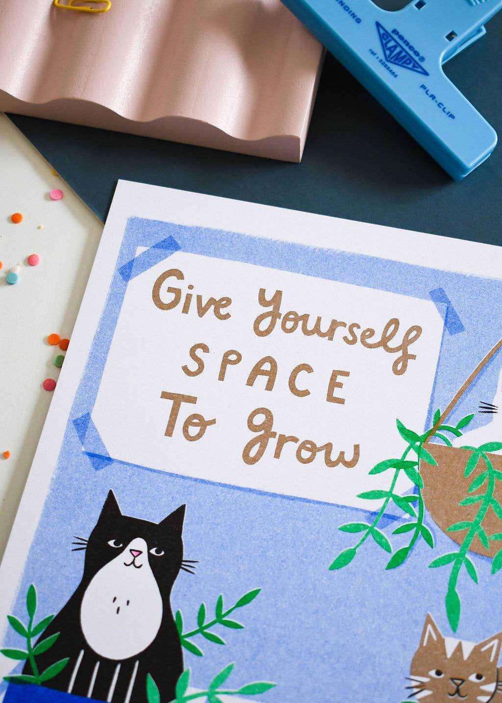 Give Yourself Space to Grow– Heavyweight Cat Riso Print