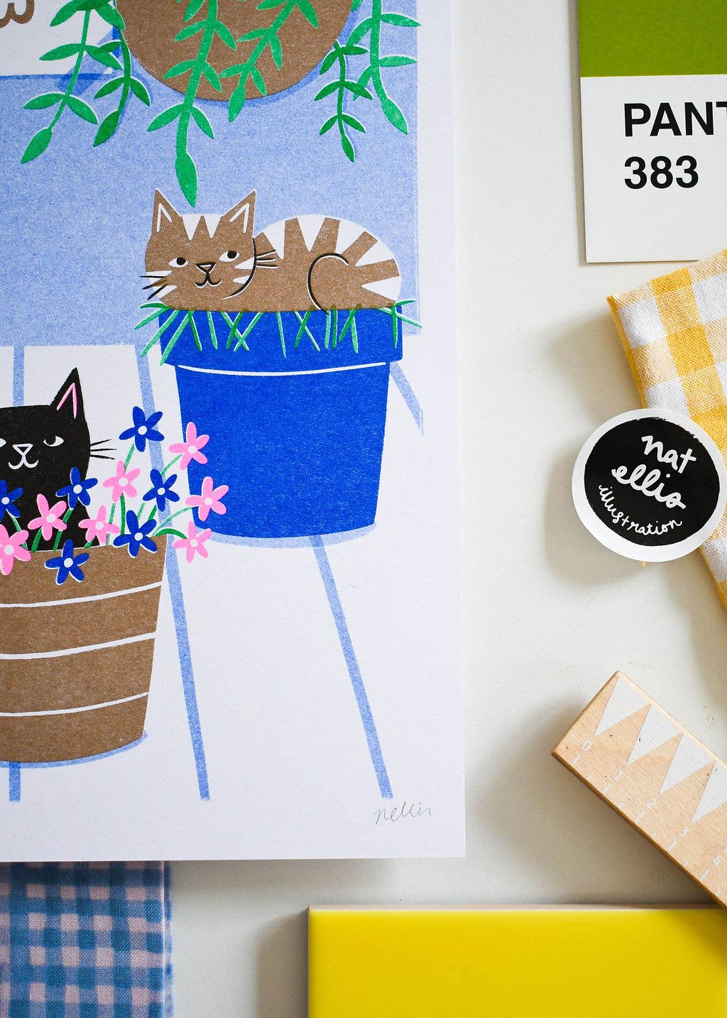 Give Yourself Space to Grow– Heavyweight Cat Riso Print