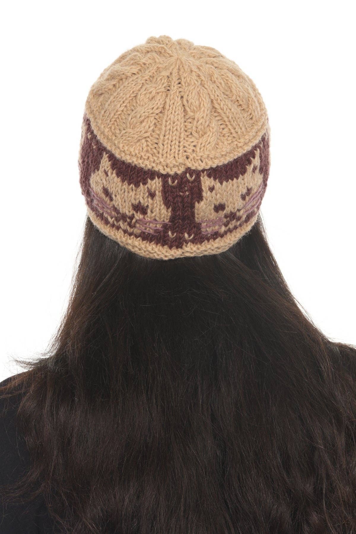 Kitty Cable Kint Hat: Brown / OS