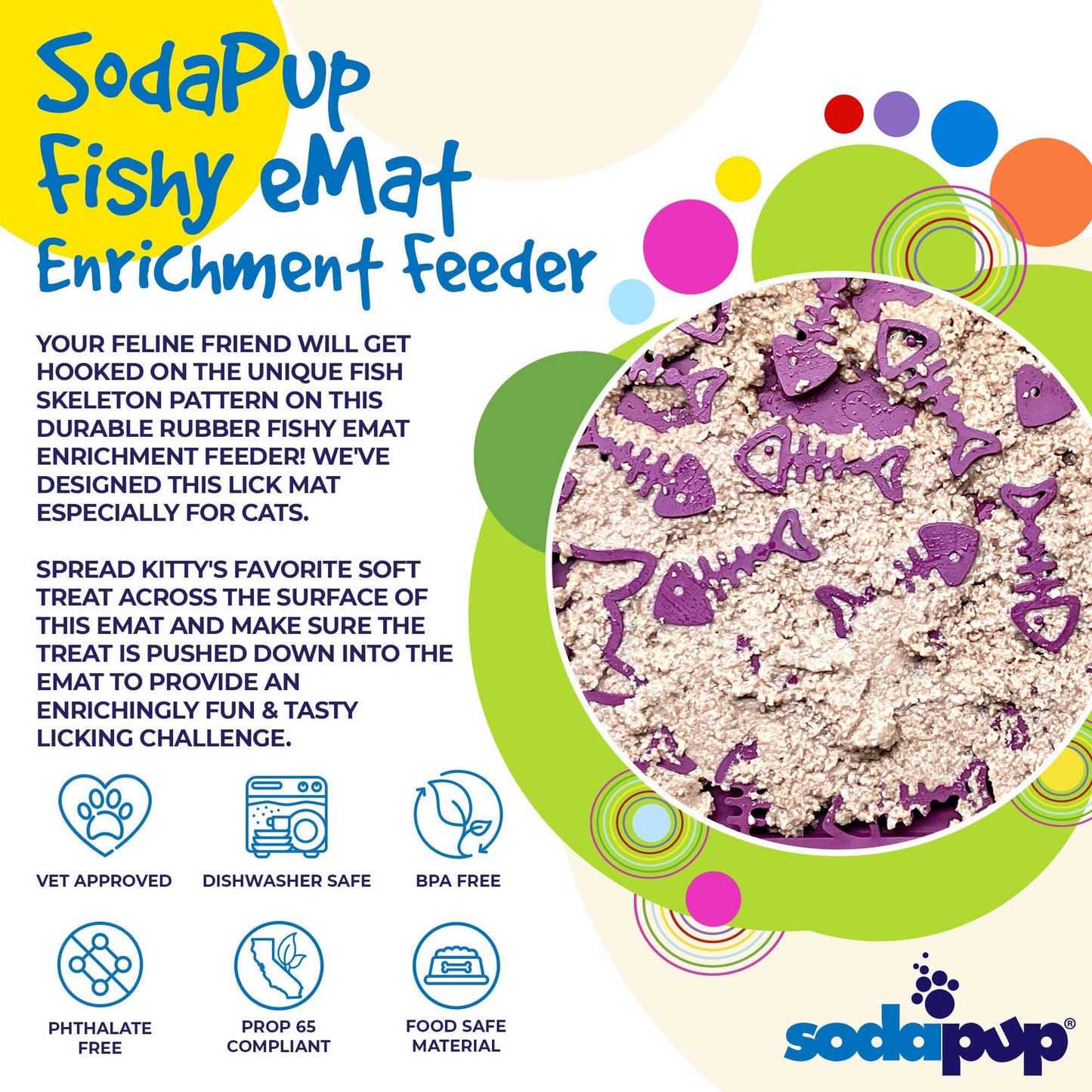 Fishy Design eMat Enrichment Lick Mat - small: Fishy emat - plum