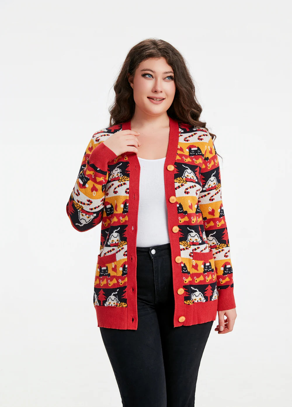 “Fiona” Meowy Christmas Cat Cardigan With Pockets