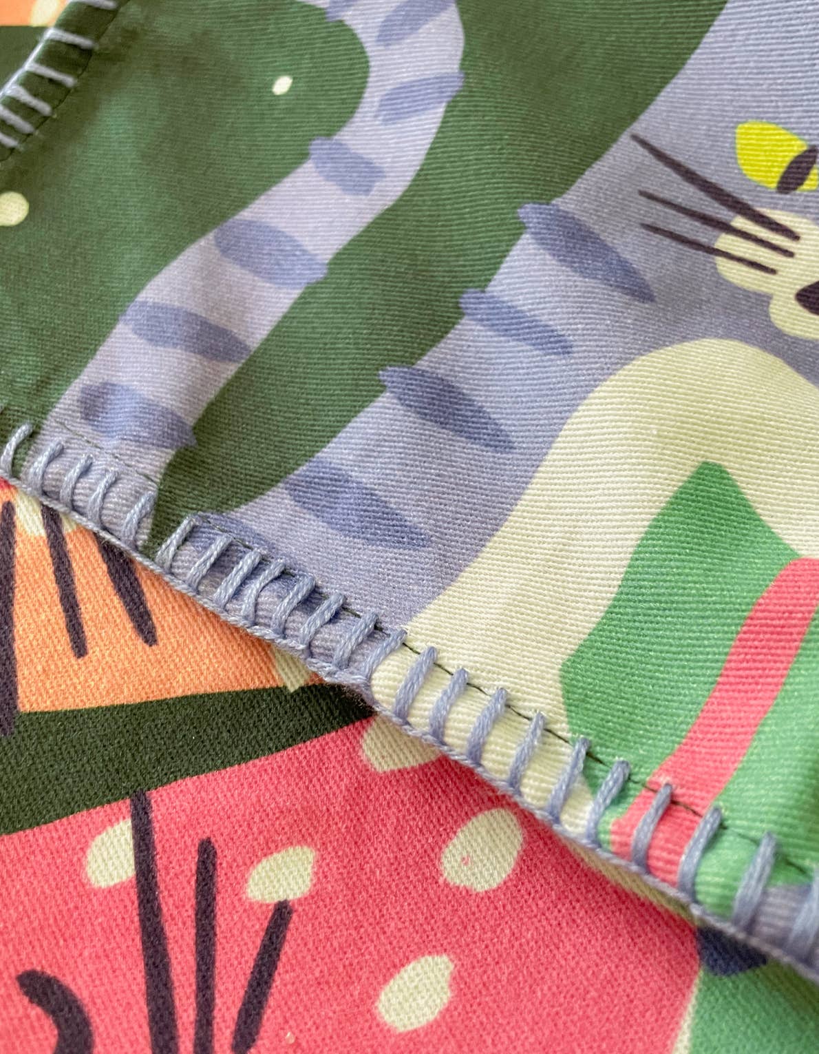 Kitty Carols Christmas Cotton Tea Towel with Embroidered Detail