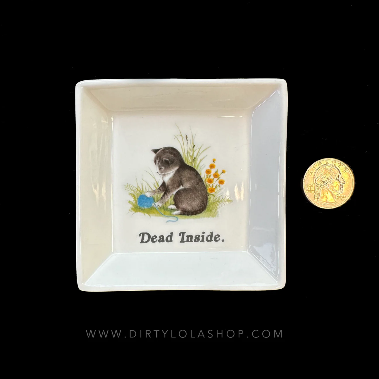 "DEAD INSIDE." CAT TRINKET TRAY