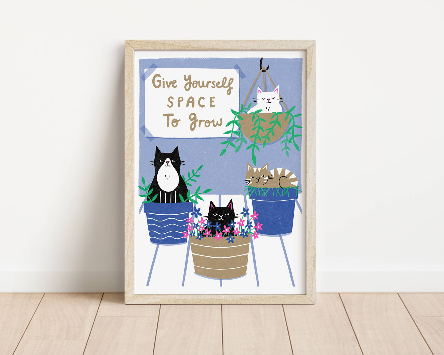 Give Yourself Space to Grow– Heavyweight Cat Riso Print