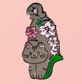 Birth Month Flower Cat Enamel Pin