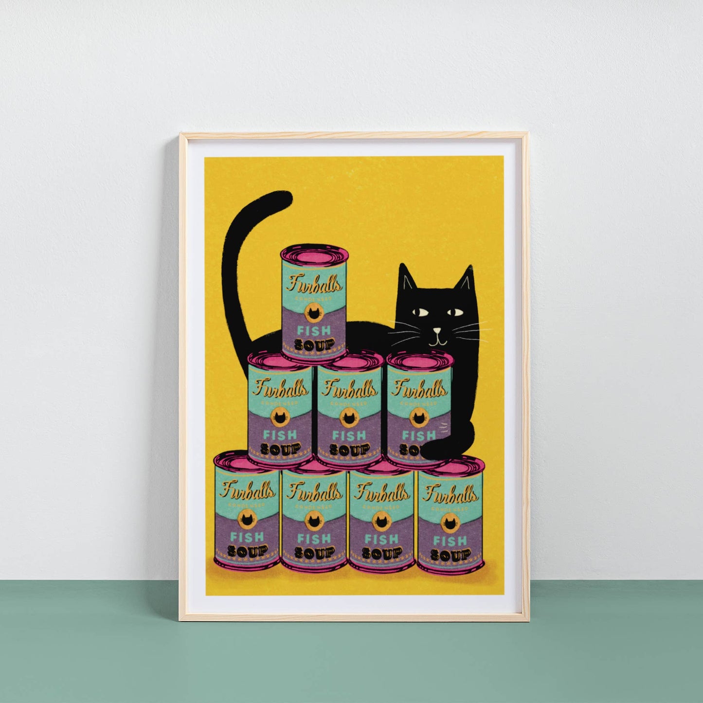 Andy Pawhol Fish Tins Cat Print: A4