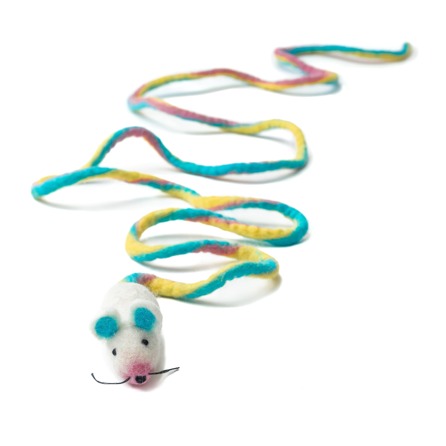 Wool Mouse Cat Toy 6-Foot-Tail - all-red, rainbow, unicorn: Unicorn swirl