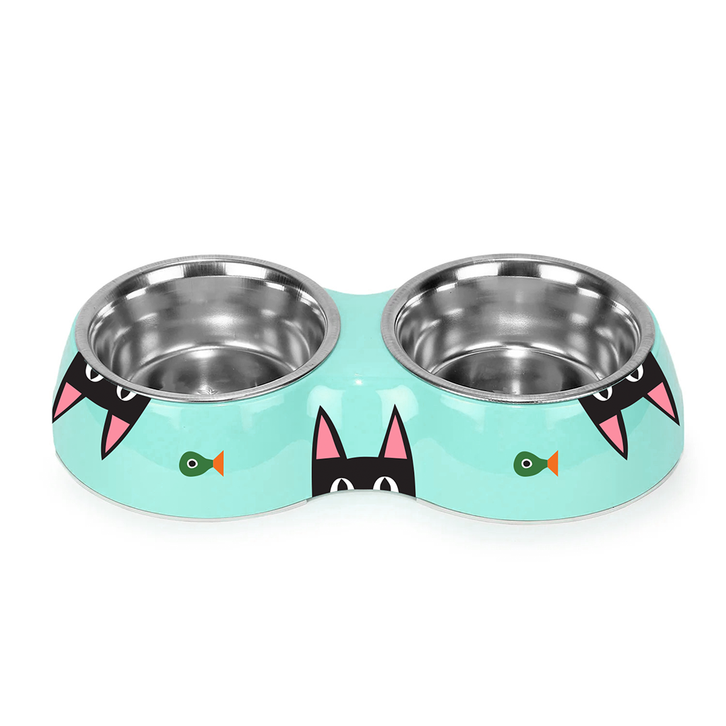 Peeking Kitty Double Pet Bowl