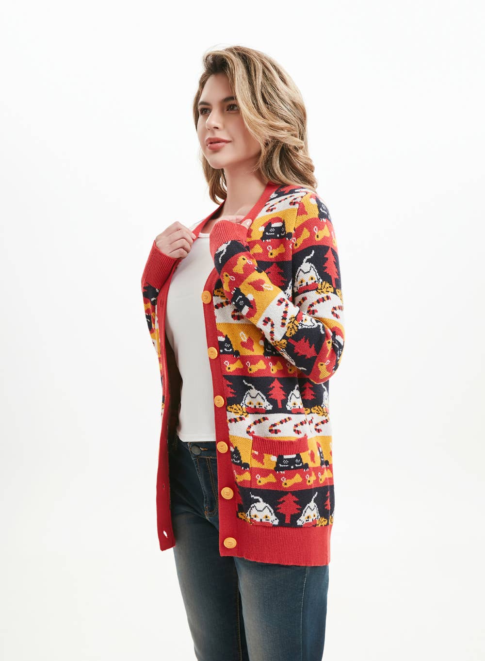 “Fiona” Meowy Christmas Cat Cardigan With Pockets