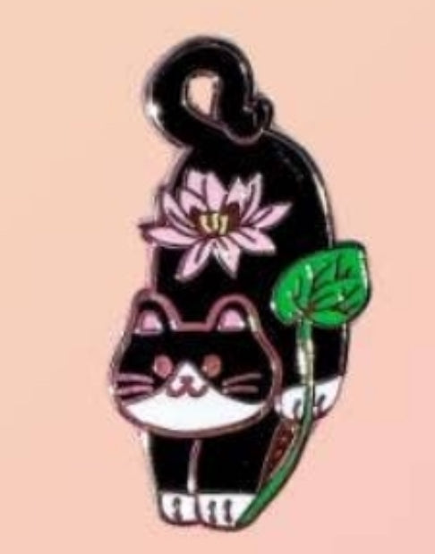 Birth Month Flower Cat Enamel Pin