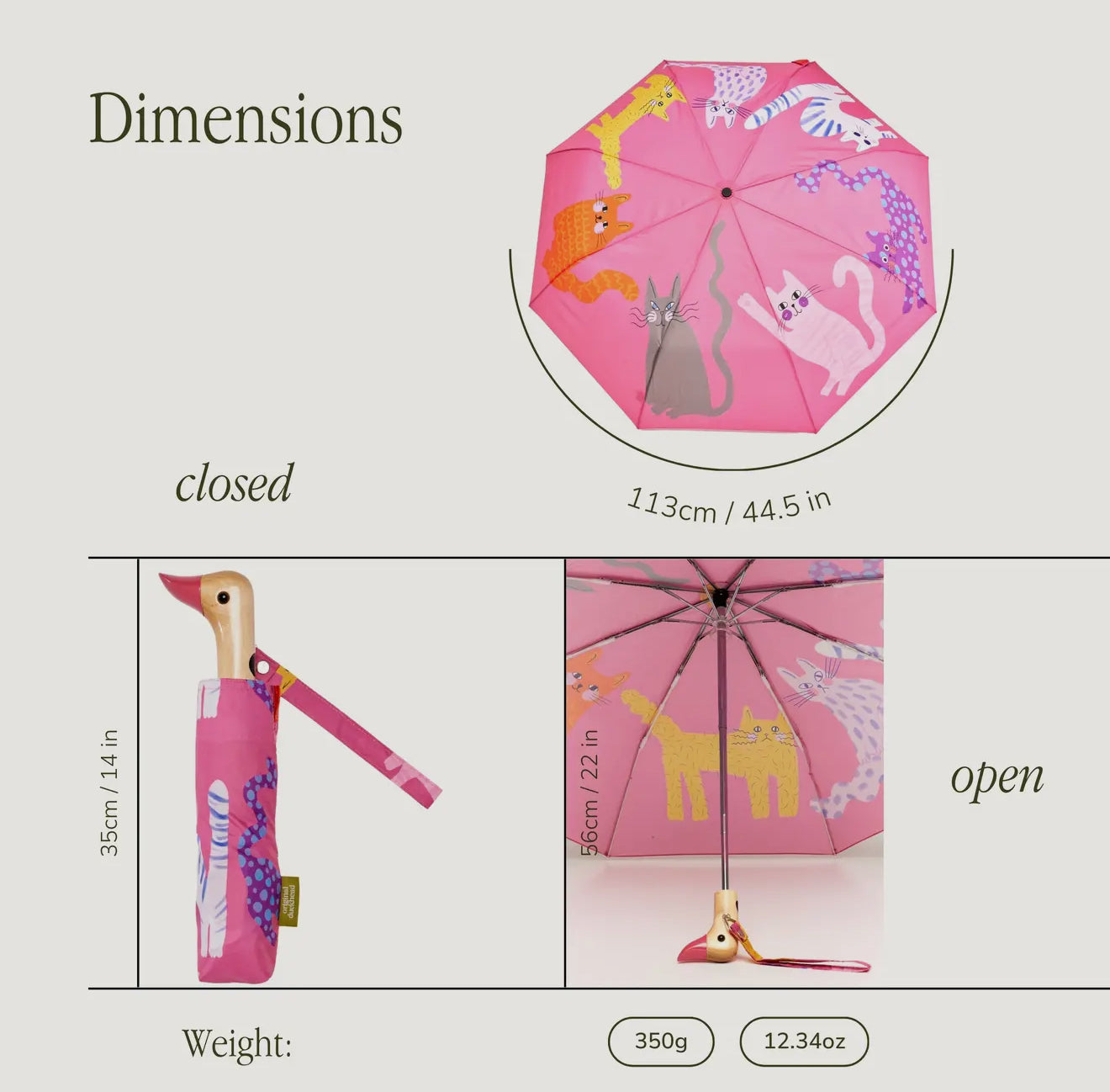 Fuchsia Arty Cats Duck Umbrella