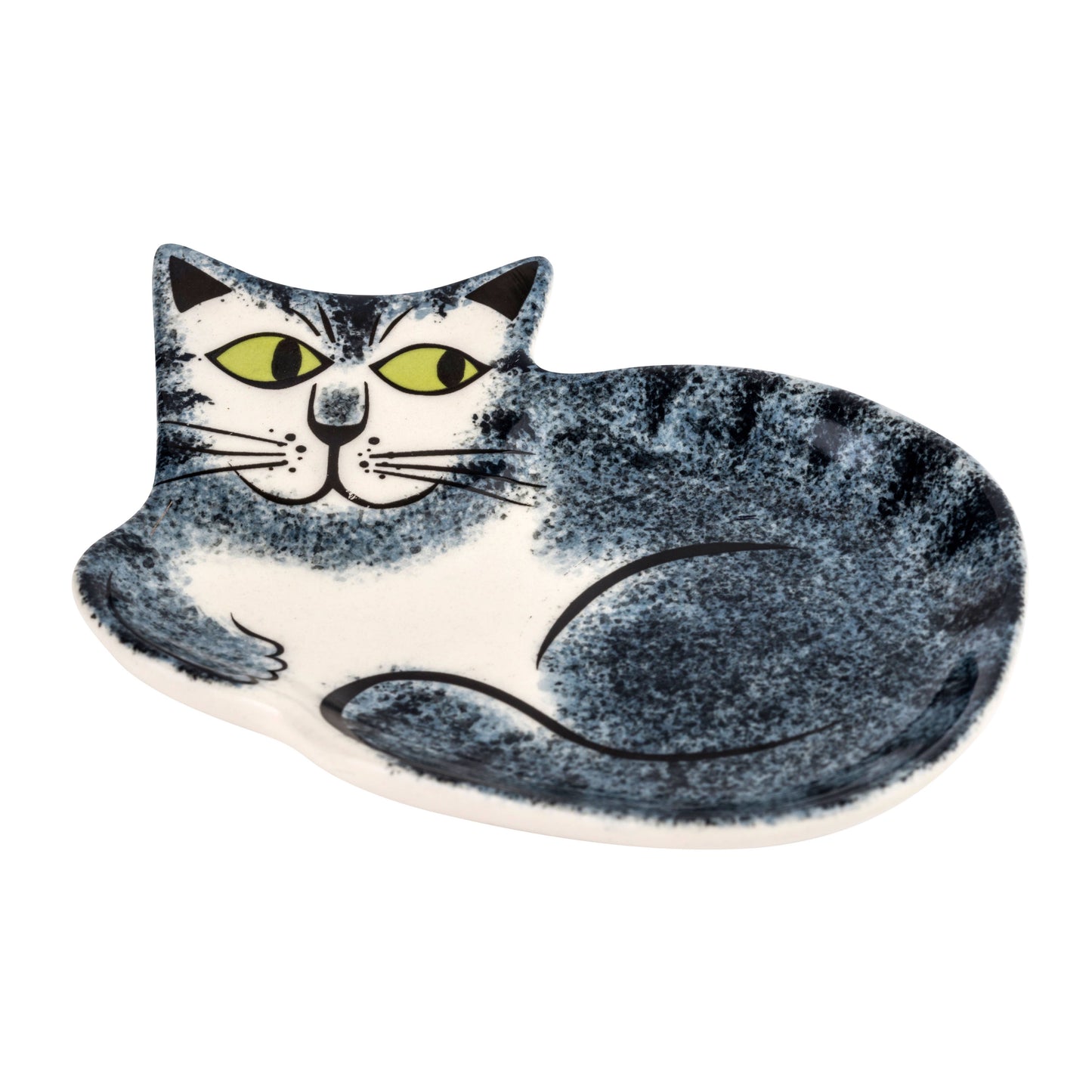 Handmade Ceramic Grey Tabby Cat Trinket Dish