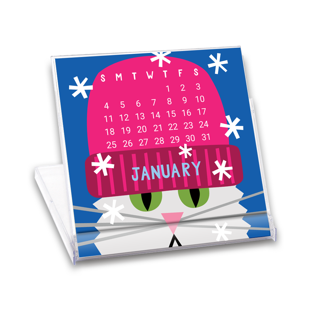 Cat Mini Desk Calendar 2026