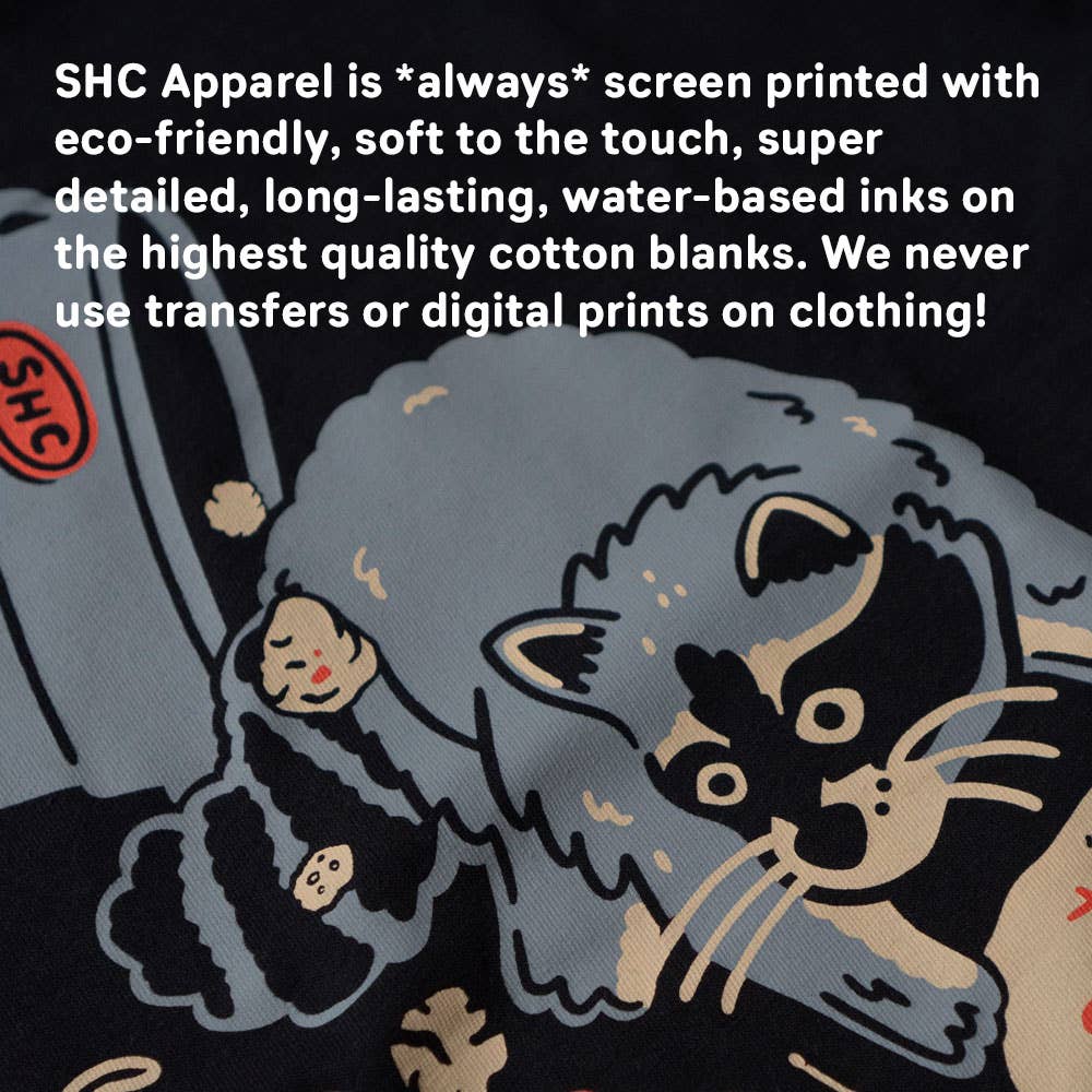 SHC Logo CC Boxy Cropped Tee | Stay Home Club Cats T-Shirt: Black