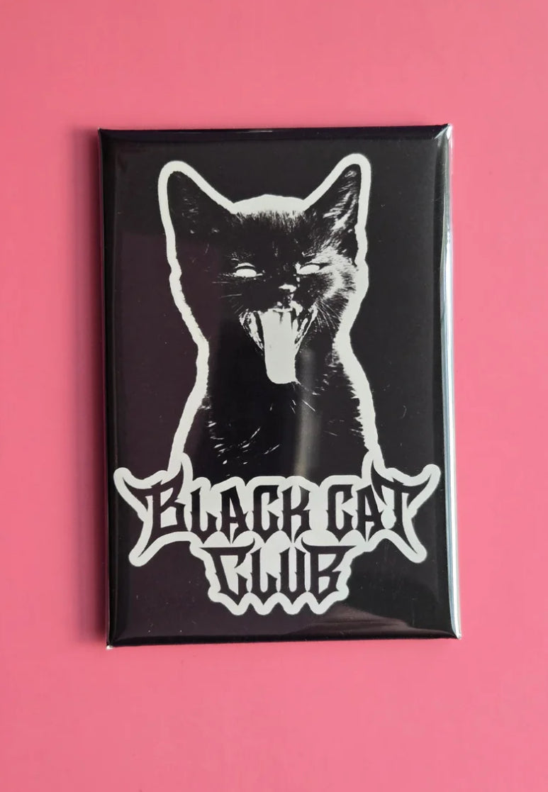 Black Cat Club Hissing Kitten Logo Fridge Magnet