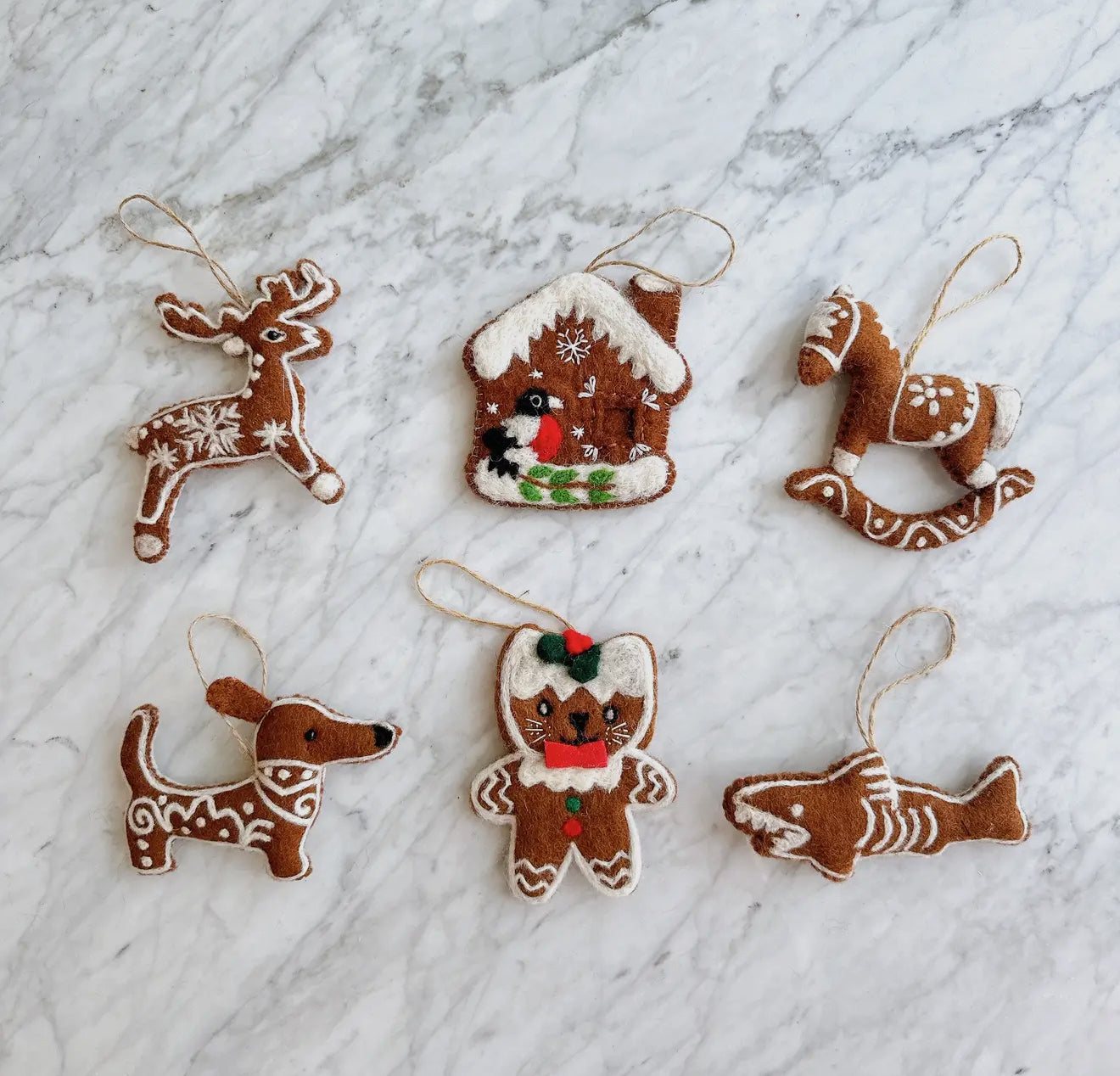Felt Gingerbread Cat Ornament