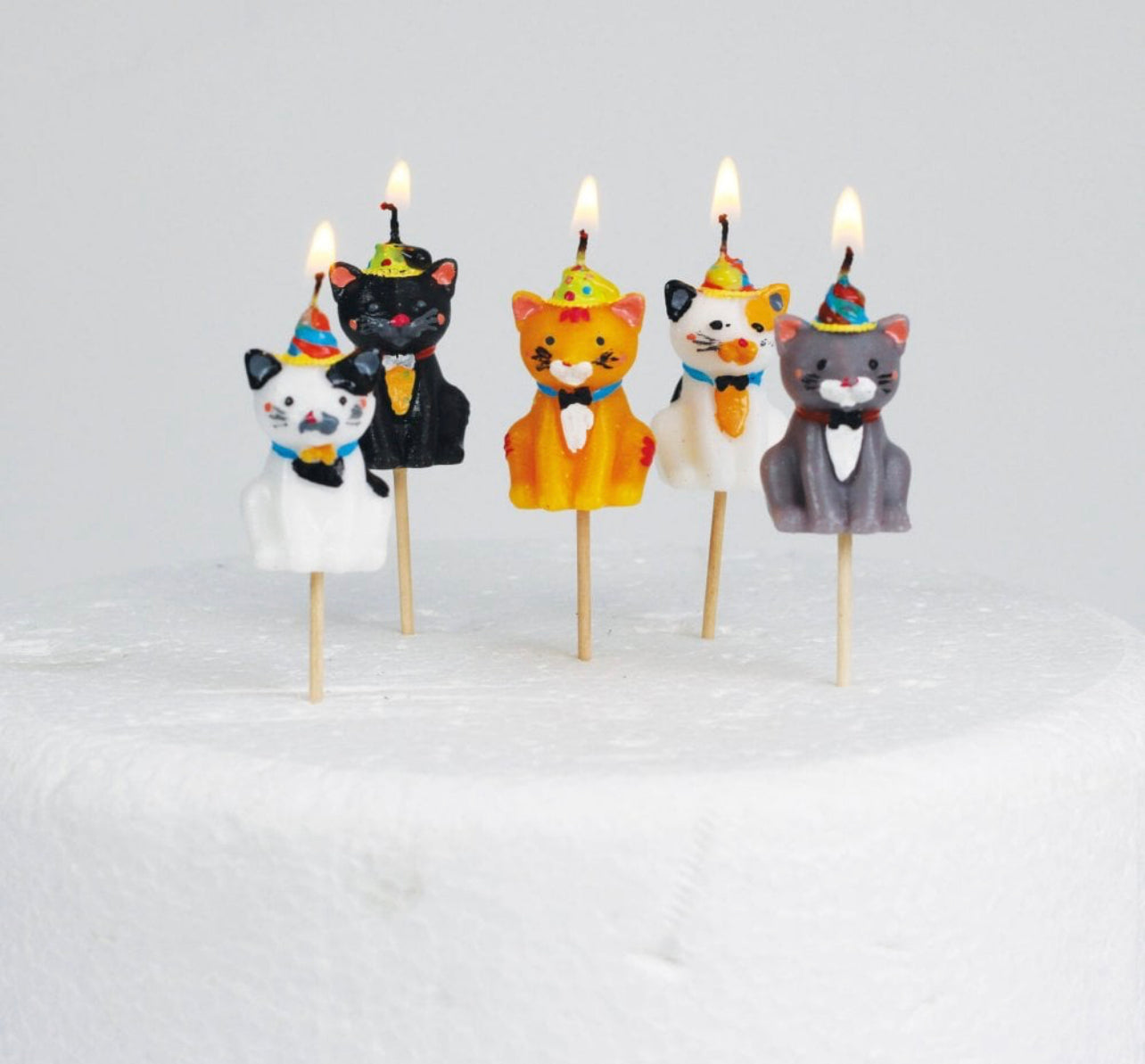 Cats in Party Hats Cake Candles | Smiling Faces