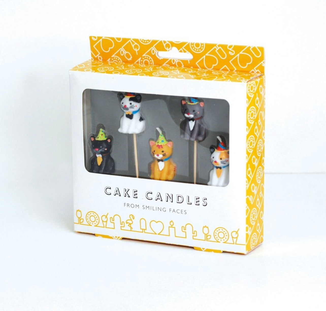 Cats in Party Hats Cake Candles | Smiling Faces