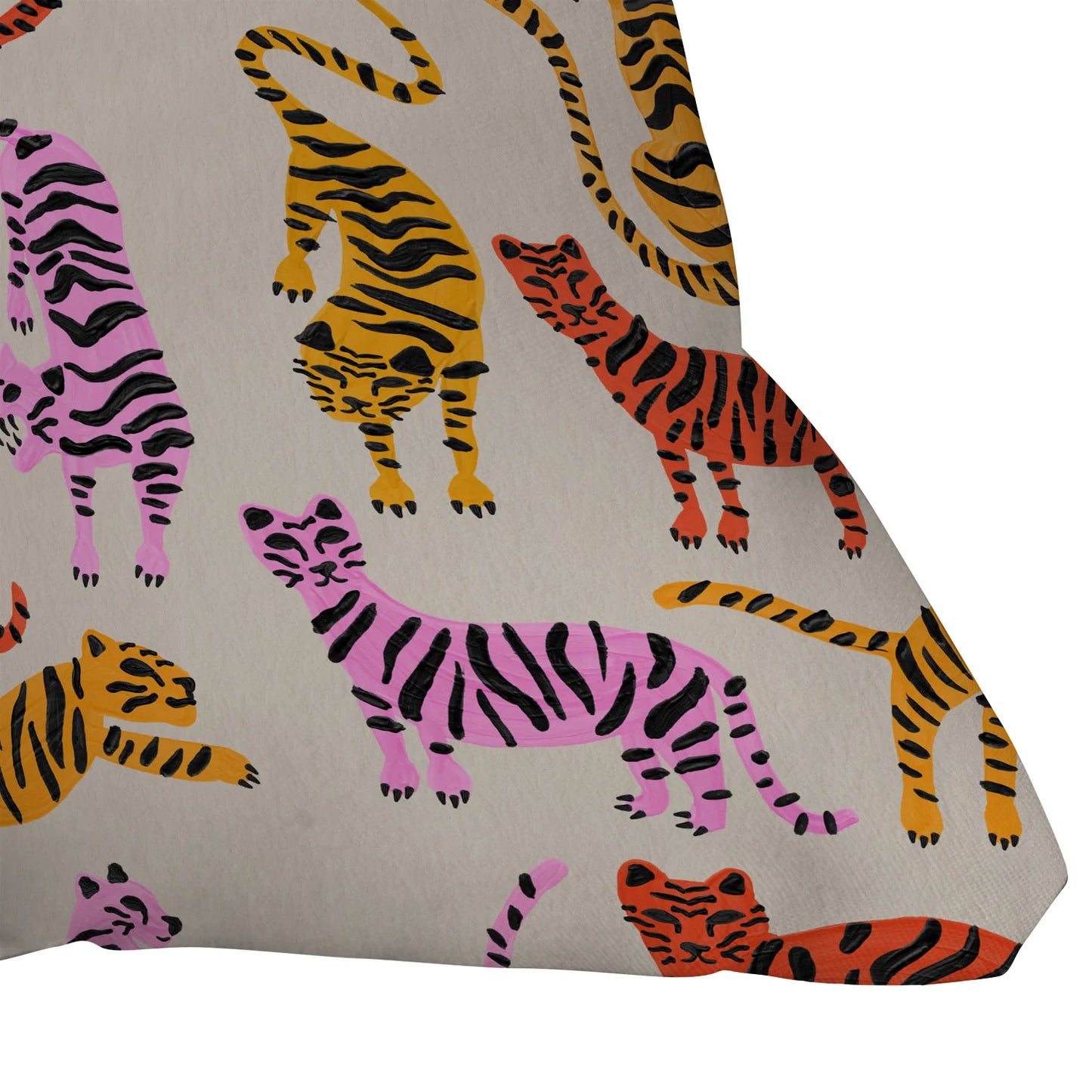Cat Coquillette Tiger Collection Pink Yellow Throw Pillow | Deny Designs