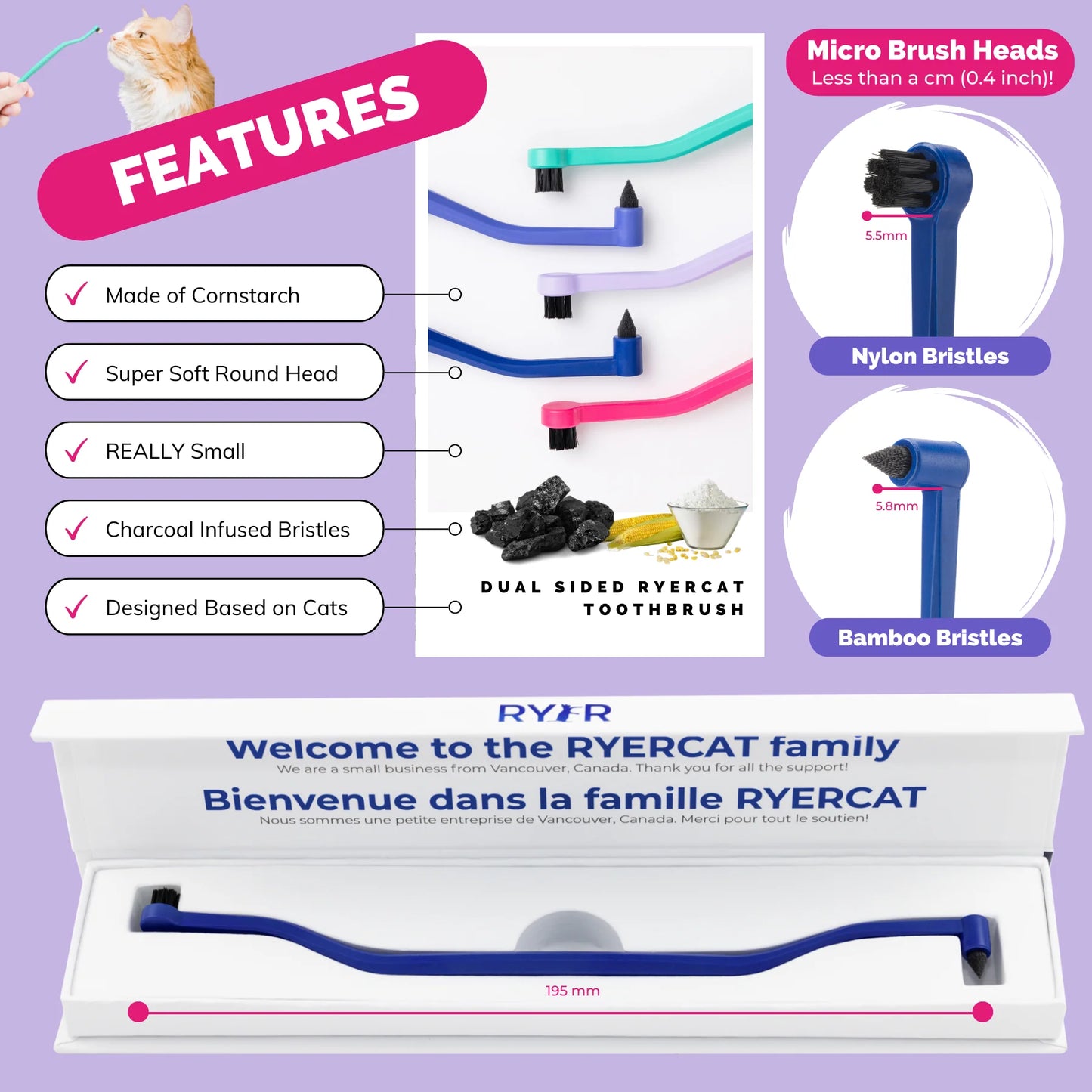 Dual Sided Cat Toothbrush - RYERCAT