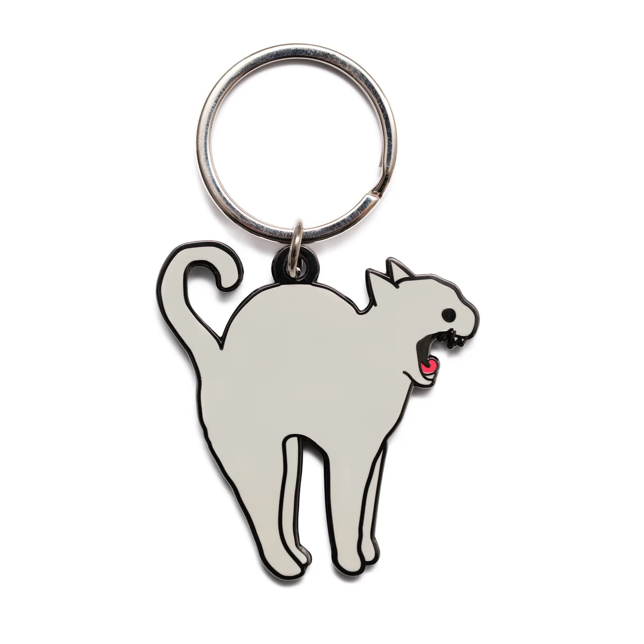 Anxiety Cat Stretching Cat Keychain