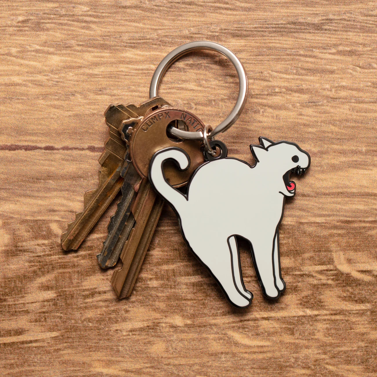 Anxiety Cat Stretching Cat Keychain