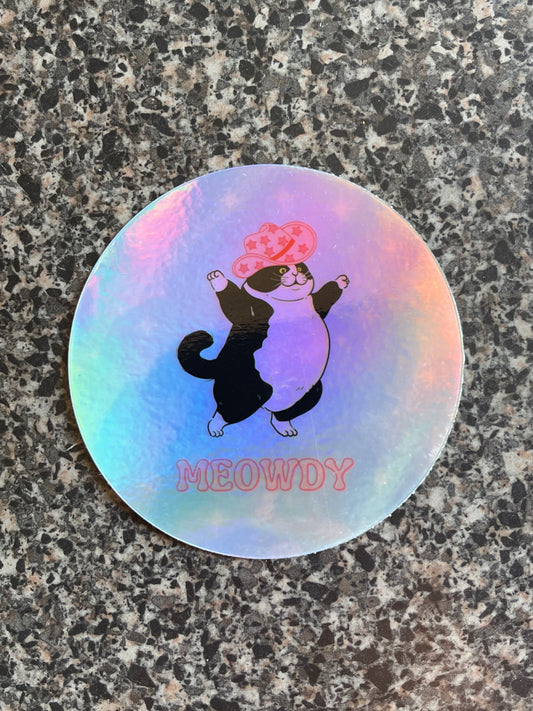 Meowdy Holographic Sticker