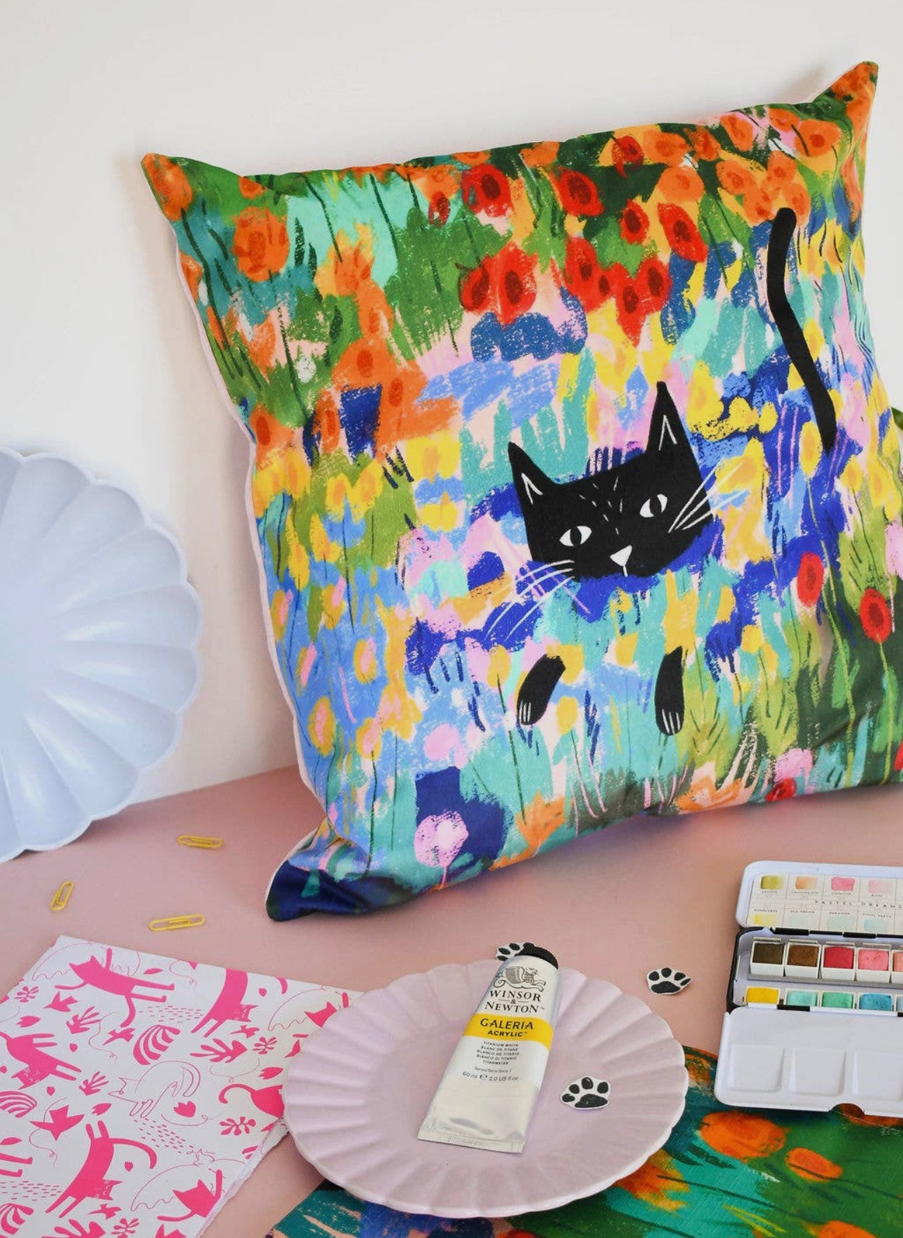 Cat Garden in Arles Throw Pillow