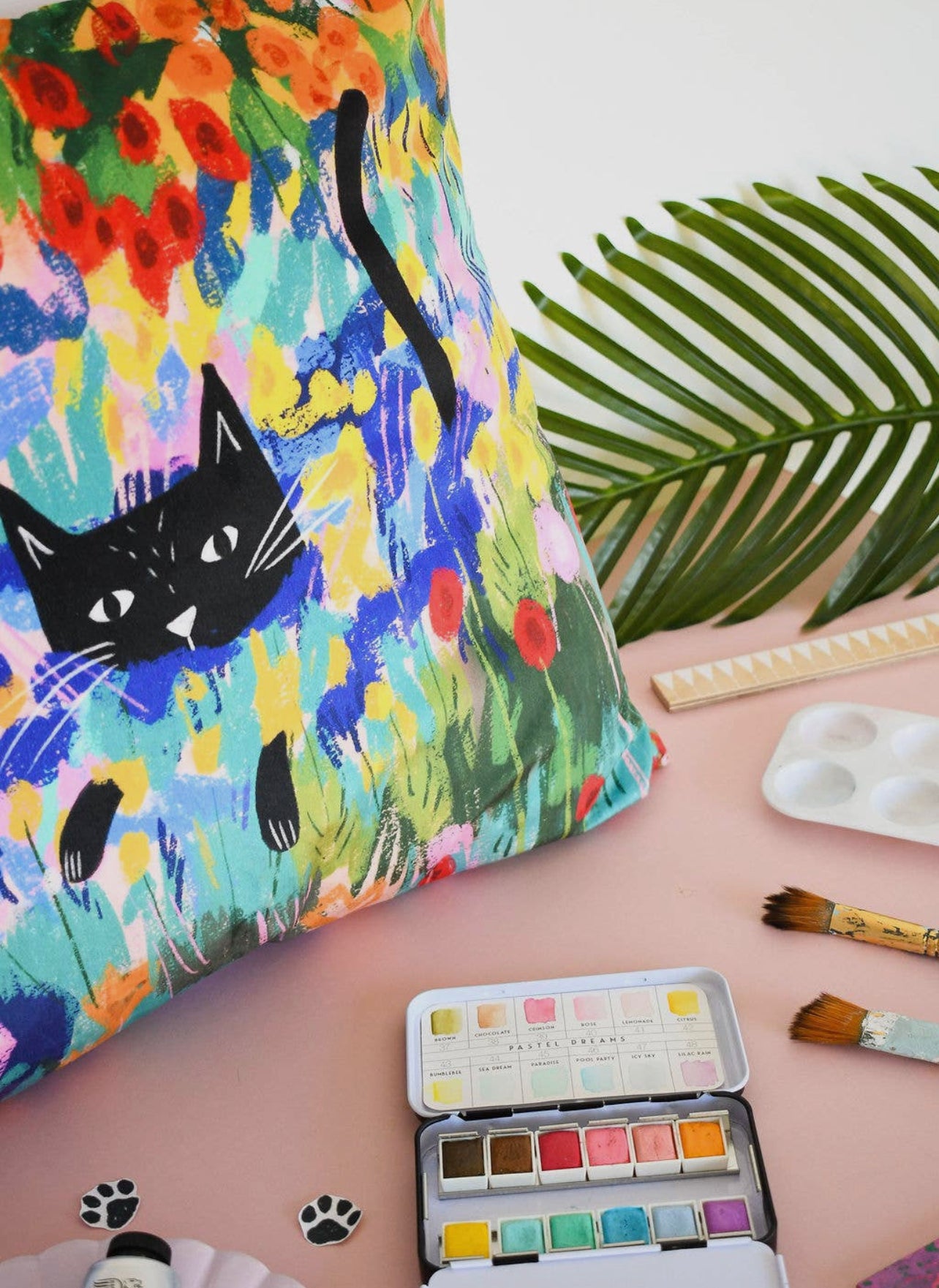 Cat Garden in Arles Throw Pillow