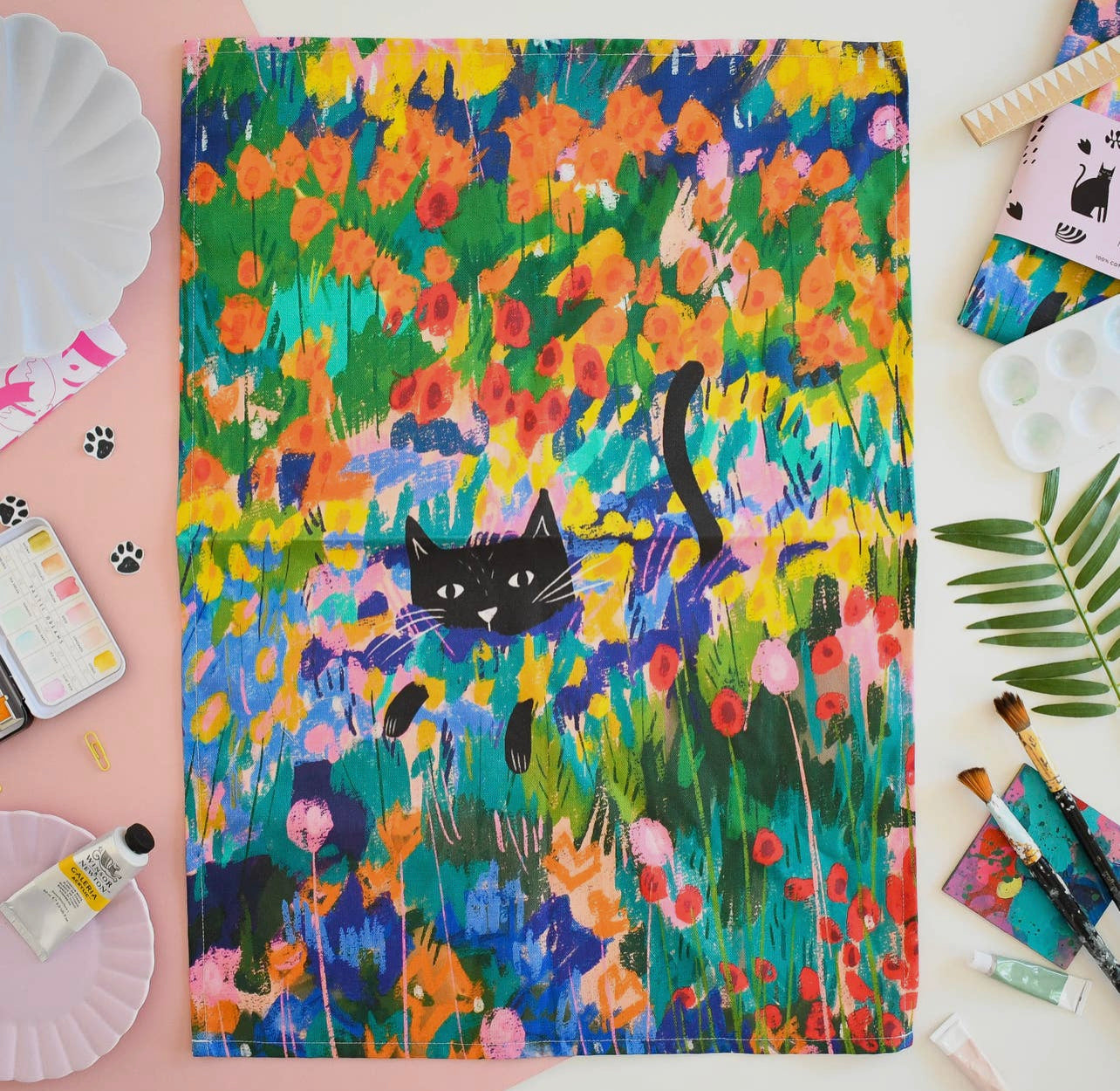 Cat Garden in Arles Tea Towel