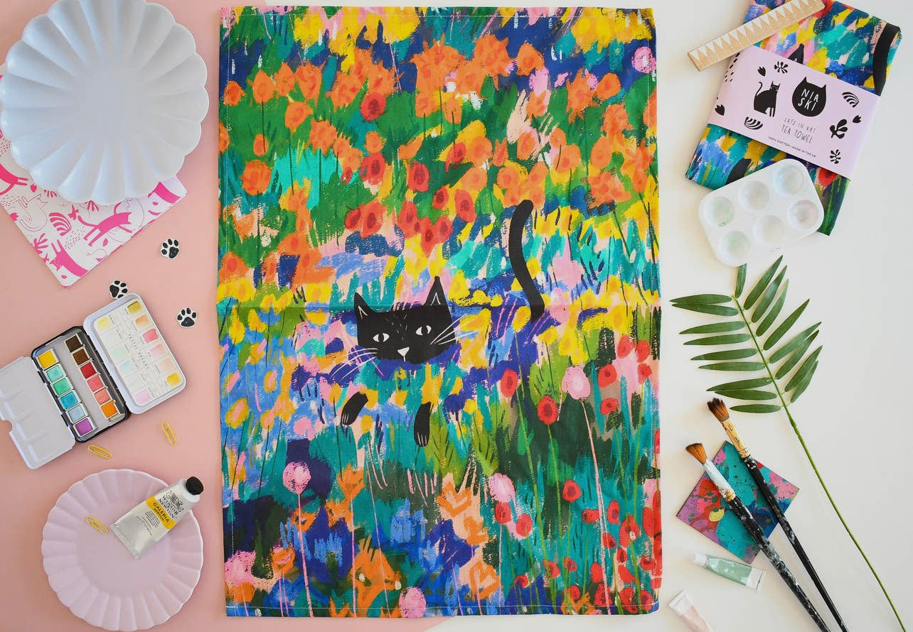 Cat Garden in Arles Tea Towel