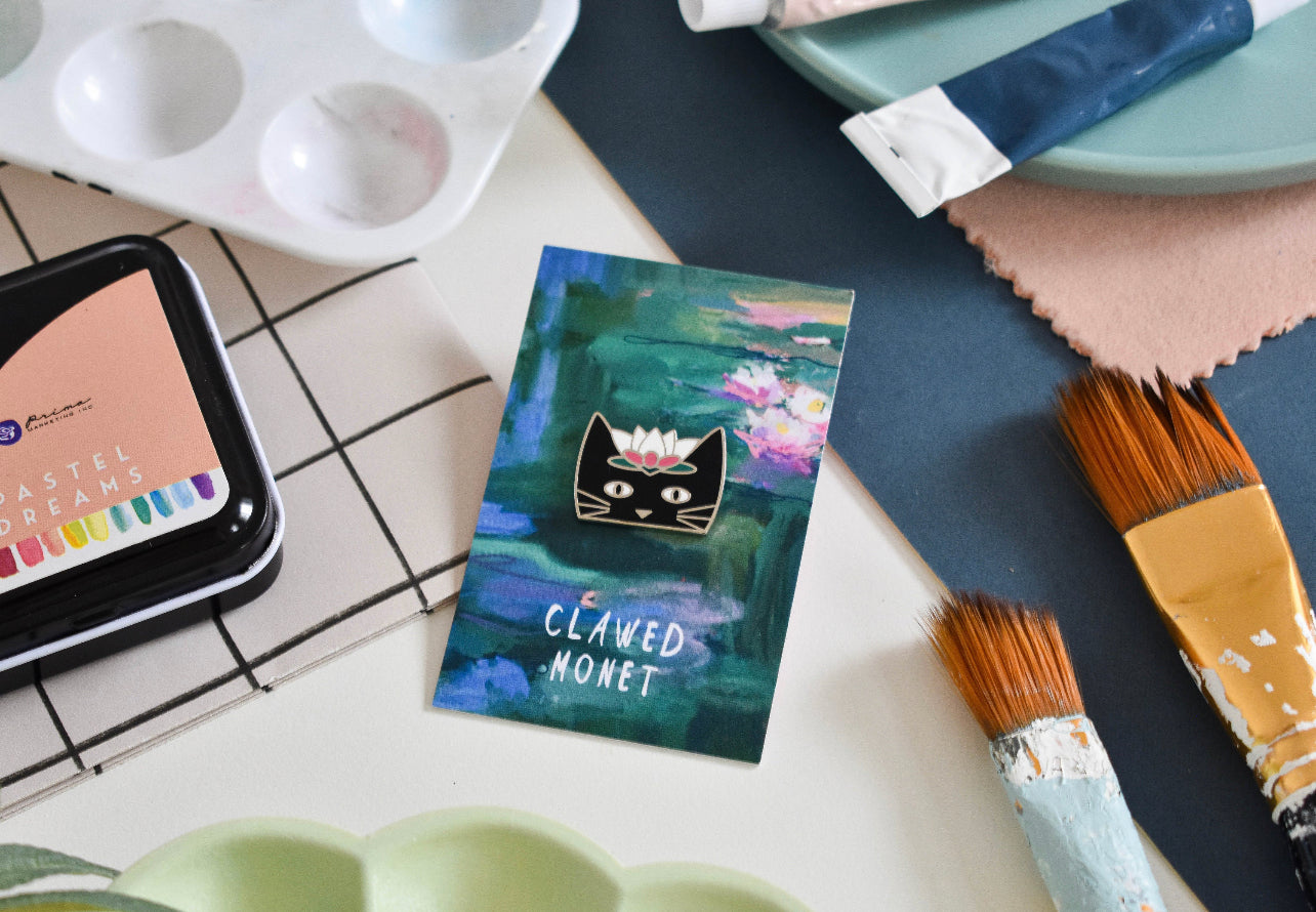 Clawed Monet Cat Artist Pin