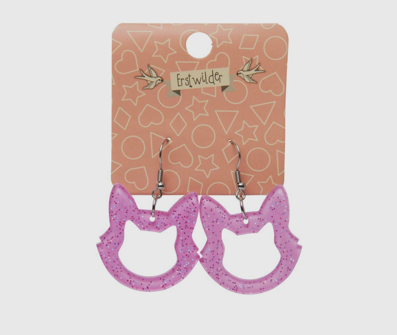 Cat Head Solid Glitter Resin Earrings FINAL SALE