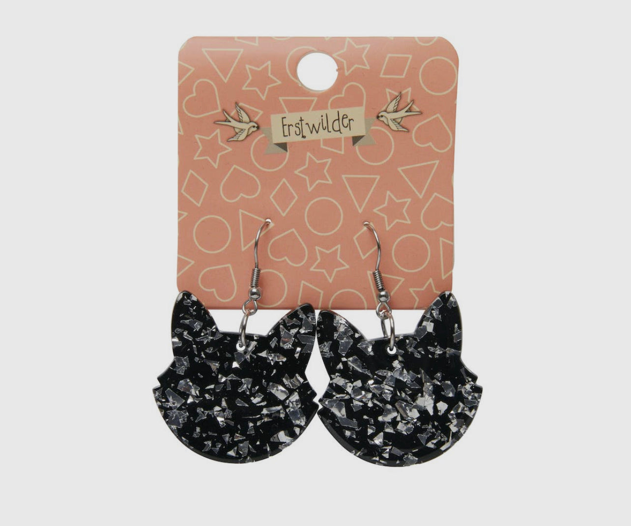 Cat Head Chunky Glitter Resin Earrings FINAL SALE