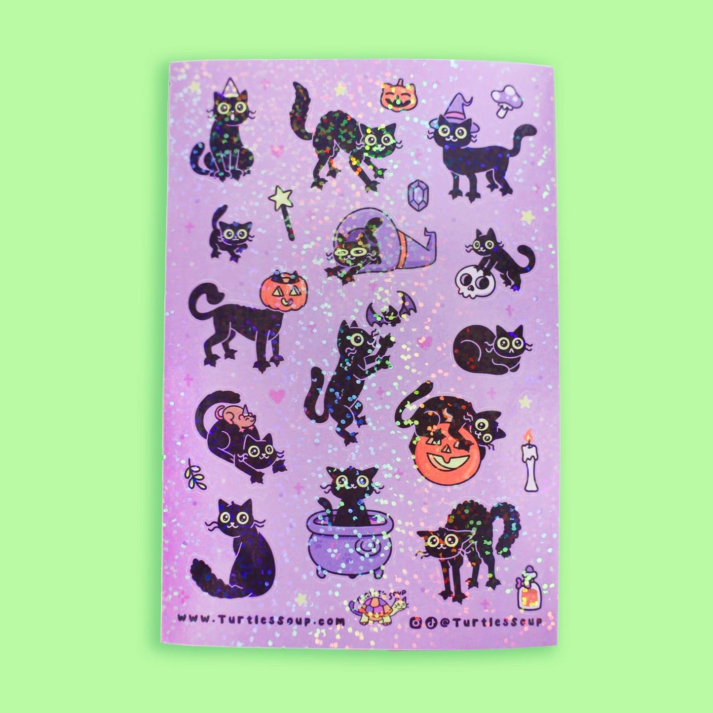 Black Cats | Halloween | Kitty Pumpkin Glitter Sticker Sheet