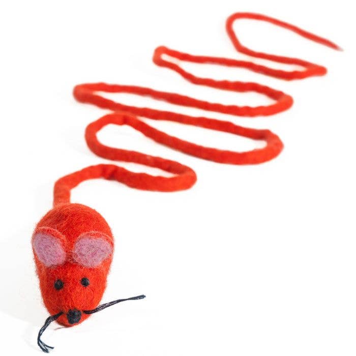 Wool Mouse Cat Toy 6-Foot-Tail - all-red, rainbow, unicorn: Unicorn swirl