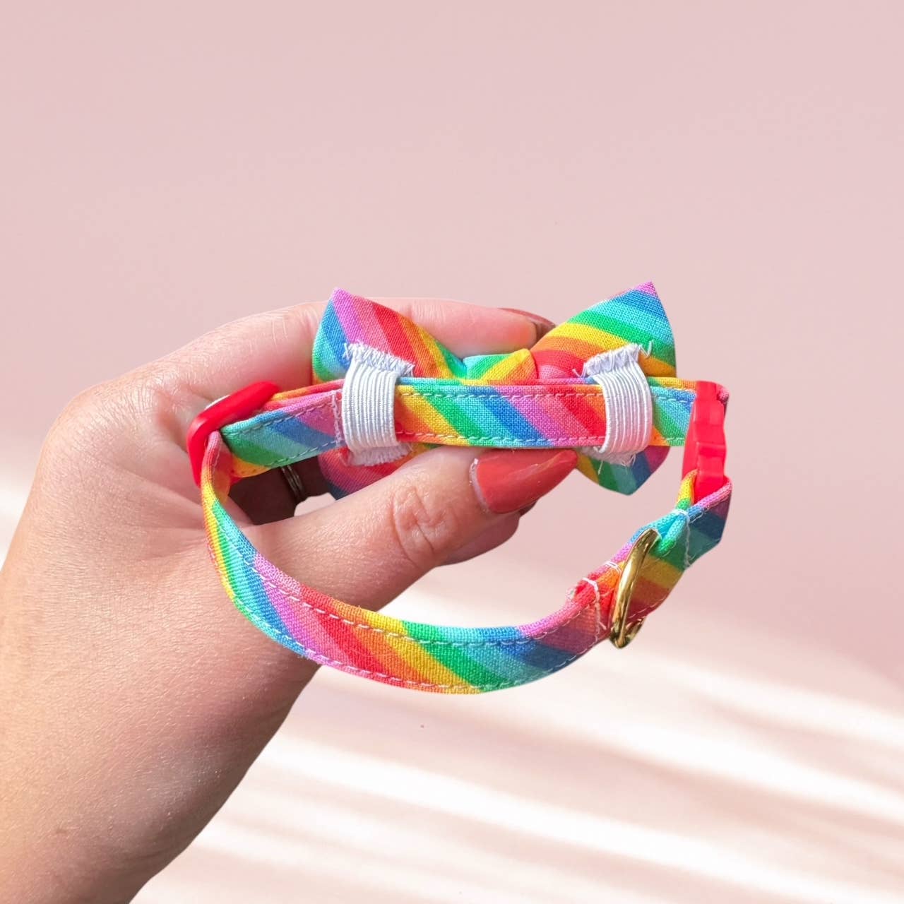Rainbow Adjustable Breakaway Cat Collar & Bow Tie