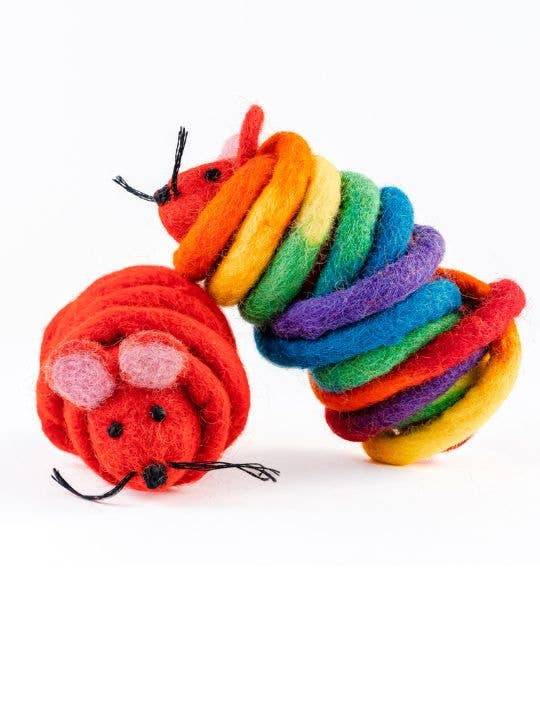 Wool Mouse Cat Toy 6-Foot-Tail - all-red, rainbow, unicorn: Rainbow-tail