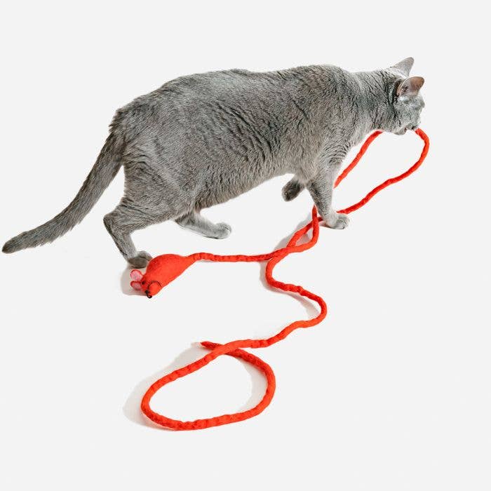 Wool Mouse Cat Toy 6-Foot-Tail - all-red, rainbow, unicorn: Unicorn swirl