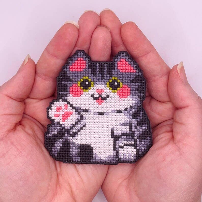 Grey Cat Cross Stitch Kit